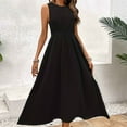 thumbnail image 1 of Dwaogom Women's Fashion Comfort Solid Color Fold Sleeveless Round-Neck Dress Plus Size Dress Summer Midi Dresses For Women 2024 Girls Dresses 7-16 White, 1 of 4