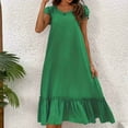 thumbnail image 1 of Dwaogom Women's Fashion Comfort Solid Color Tie Irregular Short Sleeve Turndown Collar Dress Plus Size Dress Tea For Women Long Summer Dresses For Women, 1 of 5