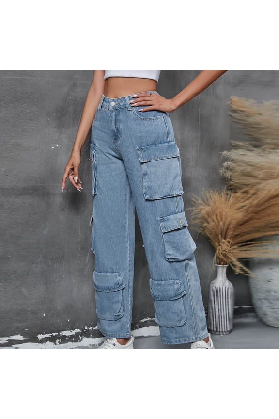 Women's Fashion Denim Button Zipper Solid High Waist Pockets Jean Long Trousers Exerise Leggings Leather Leggings For Women Petite