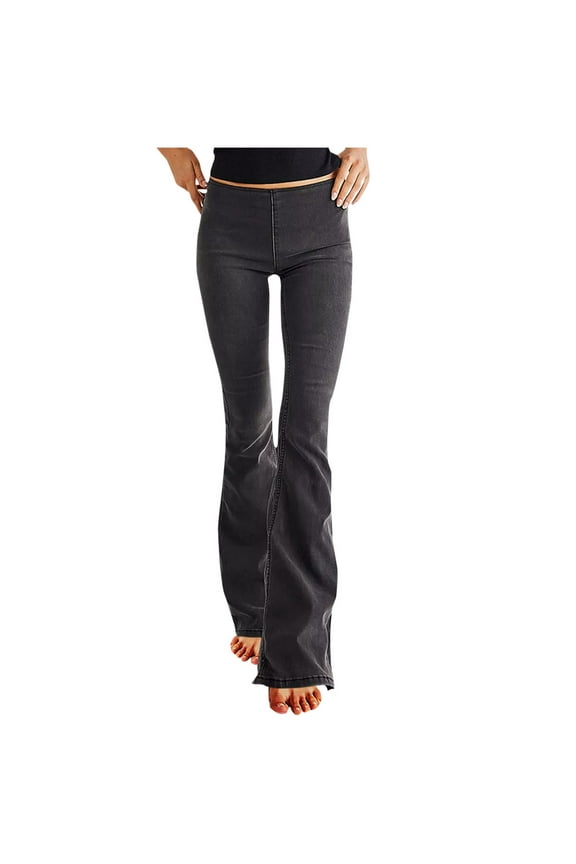 Women's Fashion Denim Button Zipper Solid High Waist Pockets Jean Wide Leg Pants Flare Trousers Exerise Leggings Girls Shorts Size 10-12