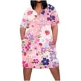 thumbnail image 1 of Dwaogom Women's Fashion Large Print Short Sleeved V-neck Pocket Dress Long Sleeve Floral Maxi Long Dress 2024 Tulle Short Prom Dresses Tshirt Dresses 2024, 1 of 4