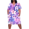 thumbnail image 1 of Dwaogom Women's Fashion Large Print Short Sleeved V-neck Pocket Dress Long Sleeve Floral Maxi Long Dress 2024 Tulle Short Prom Dresses Vacation Dresses For Women, 1 of 4