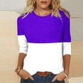 thumbnail image 1 of Dwaogom Women's Fashion Printed Loose T-shirt Mid-length 3/4 Sleeves Blouse Round Neck Casual Tops Party Wear Glitter Tops White One Sleeve Top Womens Ladies Cotton T Shirts, 1 of 4