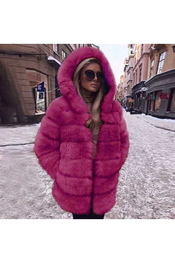 Women's Imitation Patchwork Medium Length Hooded Coat Suede Jacket Women Women'S Waffle Knit Shacket