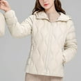 thumbnail image 1 of Dwaogom Women's Down Jacket Hooded Winter Light Weight Short Puffer Coats Packable Warm Windproof Ladies Parka Solid Color Lightweight Short Hooded Long Sleeved Versatile Jacket Cotton Jacket, 1 of 7