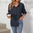 thumbnail image 1 of Dwaogom Women's Long Sleeve Button Down Jackets Plaid Flannel Shirts Tops Casual Lapel V Neck Oversized Shackets Blouses Top Flip Collar Botton Pocket Fall And Winter Long Sleeve Loose Blouse Coat, 1 of 8
