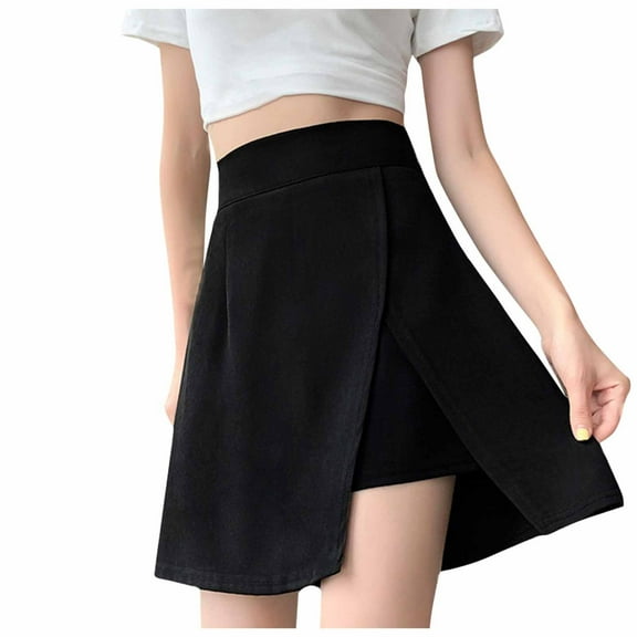 Dwaogom Women's Oversized High Waisted Slit Irregular Skirt Shorts Pjm Pants For Teen Girls Plus Size Panties