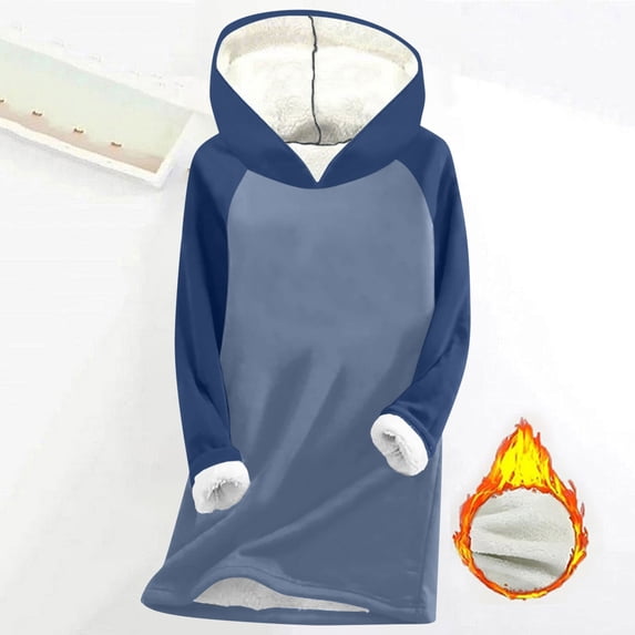 Dwaogom Women's Patchwork Plush And Thickened Fashionable Casual Long Sleeved Hooded Sweatshirt Tops Blouse Womens Sweatshirts And Hoodies Gray Sweatshirts For Girls