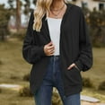 thumbnail image 1 of Dwaogom Women's Pocket Long Sleeve Loose Hooded Sweater Women's Coat Tweed Suit Women Womens Flannel Shacket, 1 of 5