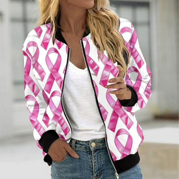 Dwaogom Women's Printed Cardigan Jacket Zippered Jacket Long Sleeved Casual Jacket Jacket