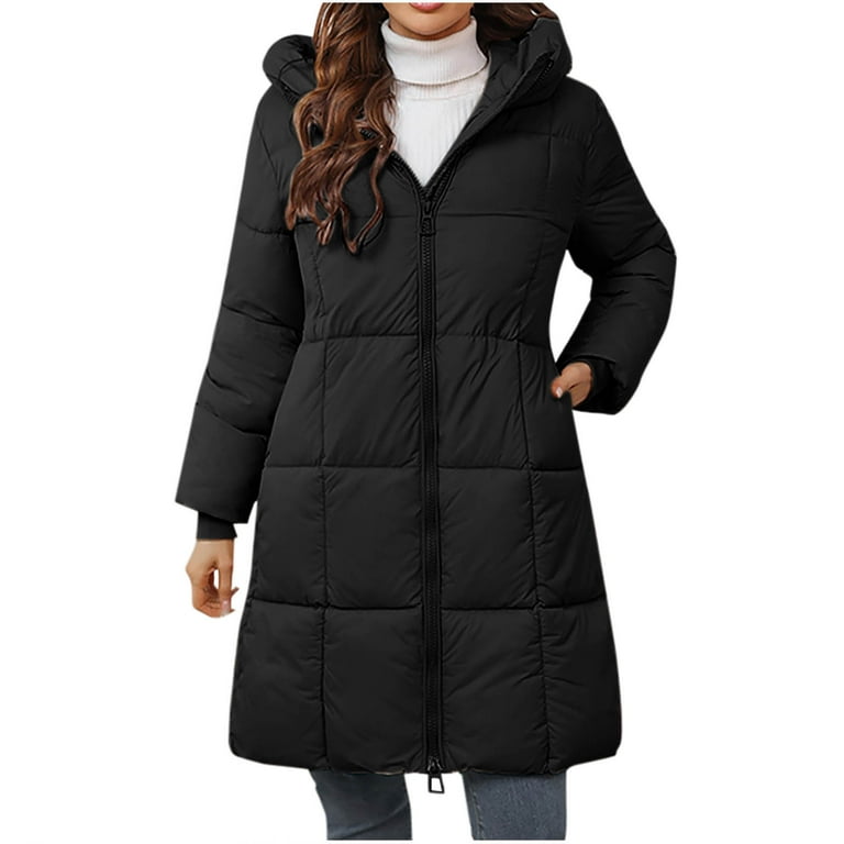 Dwaogom Women's Puffer Coat Plus Size Winter Jacket Warm Hooded