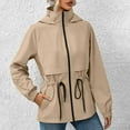thumbnail image 1 of Dwaogom Women's Raincoat Women Waterproof Jacket Lightweight Outdoor Rain Trench Coat Hooded Winter Fashion Casual Solid Color Long Sleeve Outdoor Sports Clothing Windbreaker Jacket Coat with Pocket, 1 of 8