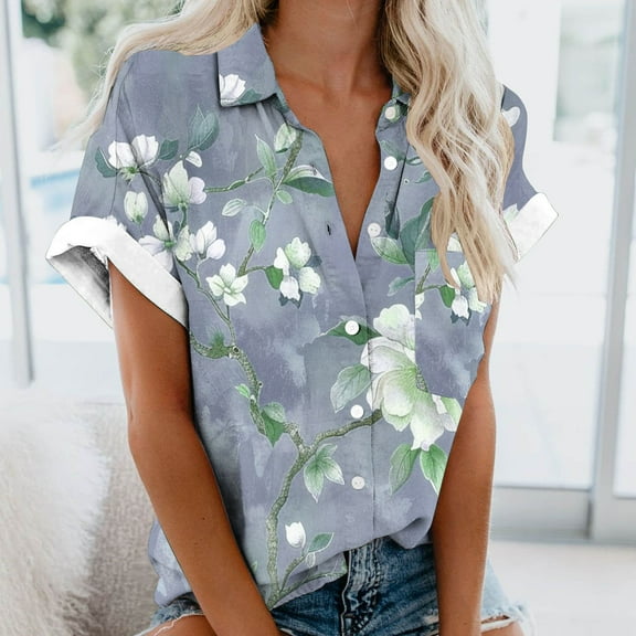 Dwaogom Women's Regular Casual Printed Short Sleeved BlousesTop Leather Bustier Top Off Shoulder White Shirt
