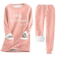 thumbnail image 1 of Dwaogom Women's Round Neck Pocket With Thickened Plush Insulation Long Sleeved Top And Plush Pants Set Tunic Sweaters For Leggings For Women Mens Lounge Pants, 1 of 4