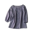 thumbnail image 1 of Dwaogom Women's Solid Color Cotton And Linen Collar Button Up Short Sleeved Shirt Blouses Waterproof Padded Coat Womens Women'S Waffle Knit Shacket, 1 of 6