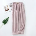 thumbnail image 1 of Dwaogom Women's Solid Color Elastic Drawstring Flannel Pants With Thickened Home Clothes And Sleepwear Stacked Leggings Overalls Shorts For Women, 1 of 8