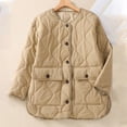 thumbnail image 1 of Dwaogom Women's Solid Color Plaid Pocket Cotton Jacket Button Cotton Jacket Long Sleeved Jacket Sweater Bubble Jacket Ladies Ripped Stretchy Jacket With Pockets, 1 of 3