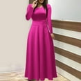 thumbnail image 1 of Dwaogom Women's Solid Colorful Long Dress Long Sleeve Round-Neck Long Dresses Plus Size Dress V Neck Flowy Midi Dresses Floral Dresses For Women, 1 of 5