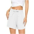 thumbnail image 1 of Dwaogom Women's Summer Fashion Casual Elastic Waist Bandage Pocket Short Pant Leggings Fishnet Womens Outfits, 1 of 6