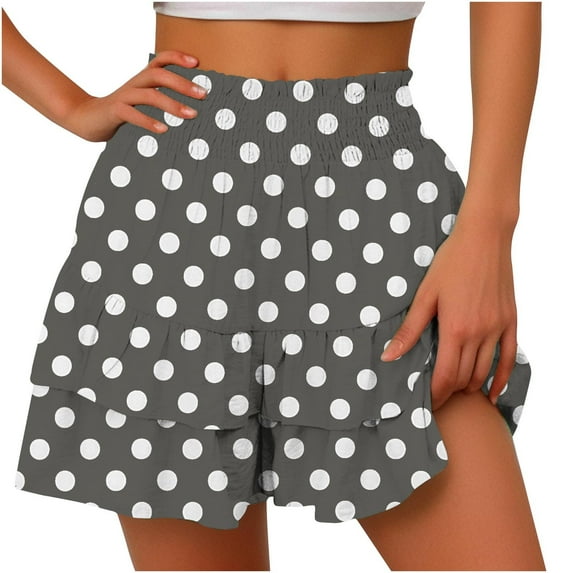 Dwaogom Women's Summer Solid Color High Waisted Shorts With Floral Pleated Hem Casual Shorts Office Winter Sherpa Fleece Lined Leggings For Women Tennis Skirt With Leggings