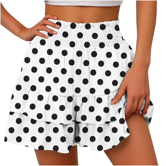 Dwaogom Women's Summer Solid Color High Waisted Shorts With Floral Pleated Hem Casual Shorts Office Winter Sherpa Fleece Lined Leggings For Women Workout Leggings