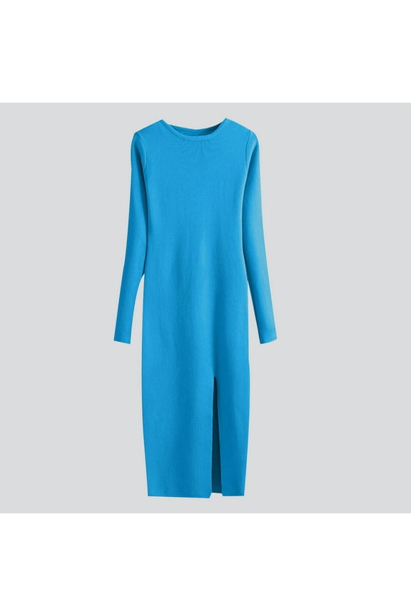Women's Sweater Knitted Knitted Dress Women's Long Sleeve Tight Bottom Wrap Hip Skirt Halter Dresses For Women Dresses For Wedding Guest Purple Dress