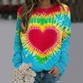 thumbnail image 1 of Dwaogom Women's Tie Cyed Love Printed Round Neck With Shoulder Sleeves And Long Sleeved Top Hoodie Womens Pullover Hoodies Graphic Womens Sweatshirts Hoodies, 1 of 3