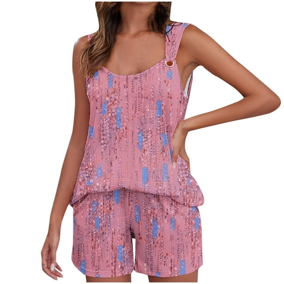 Dwaogom Women's V-neck Sleeveless Camisole Top Pocket Pants Set Women Outfits Lounge Sets For Women T