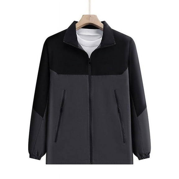 Dwaogom Women's Waterproof Raincoat Lightweight Rain Jacket Windbreaker Color Blocked Windproof Jacket Long Sleeved Zipper Pocket Hoodless Casual Outwear with Pocket for Outdoor