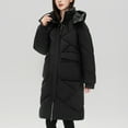 thumbnail image 1 of Dwaogom Women's Winter Casual Mid Length Knee Loose Slim And Thickened Hooded Coat Teddy Bear Fleece Jacket Button Down Shirts Light Jacket, 1 of 7