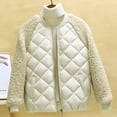 thumbnail image 1 of Dwaogom Women's Winter Loose Lamb Wool Hooded Cotton Coat Small Cotton Coat Waterproof Puffer Jacket With Hood Button Down Long Sleeve Shirt Jacket, 1 of 4