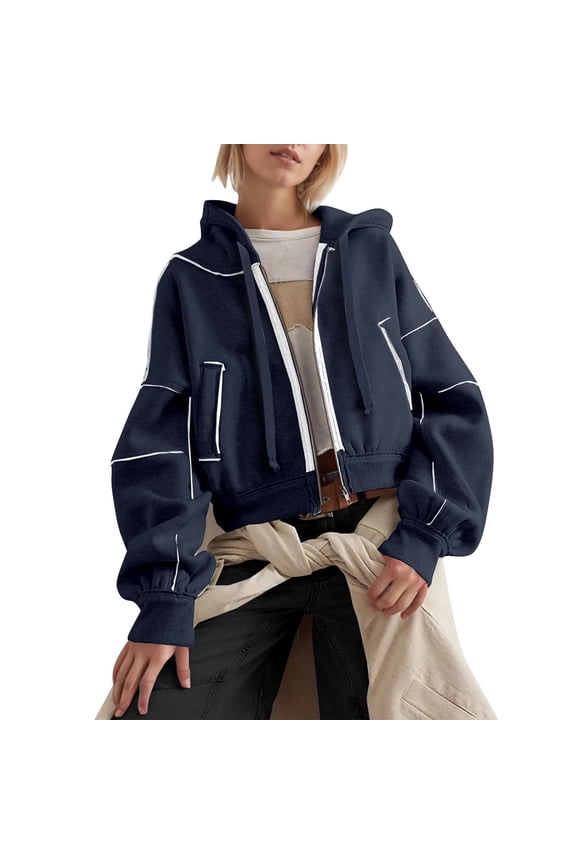 Women's Zip Up Y2K Hoodies Casual Long Sleeve Track Jackets With Pockets