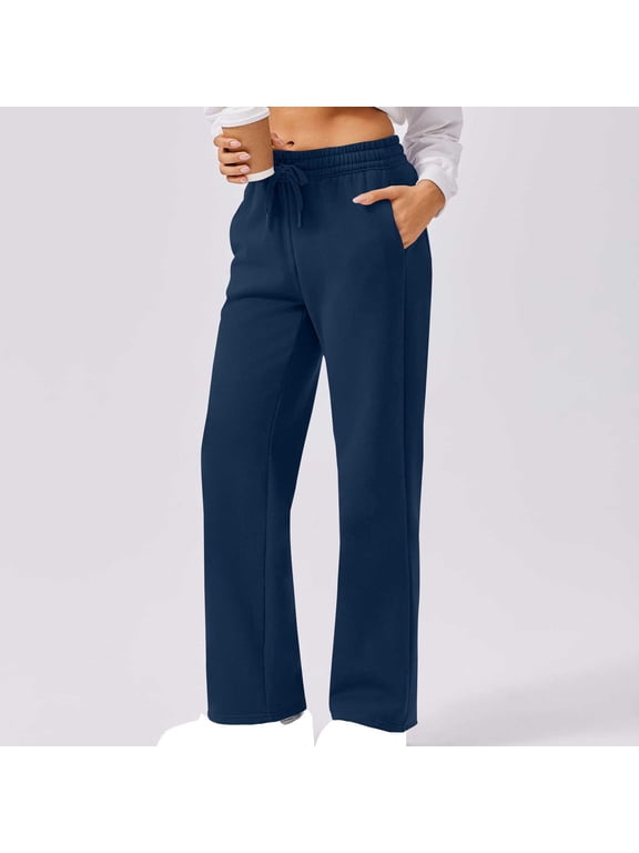 Womens Casual Knit Pull on Pants for Women, Elastic Waist Pants, Women Casual Solid Color Elastic Waist Pockets Pants