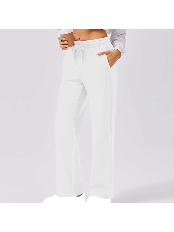Womens Casual Knit Pull on Pants for Women, Elastic Waist Pants, Women Casual Solid Color Elastic Waist Pockets Pants