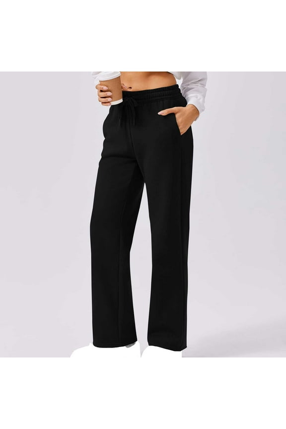 Womens Casual Knit Pull on Pants for Women, Elastic Waist Pants, Women Casual Solid Color Elastic Waist Pockets Pants