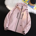 thumbnail image 1 of Dwaogom Womens Waterproof Rain Jacket Lightweight Raincoat Hooded Outdoor Windbreaker Fashion Women's Casual Long Sleeve Solid Zipper Ladies Tops Blouse Coat Outwear Jacket, 1 of 9