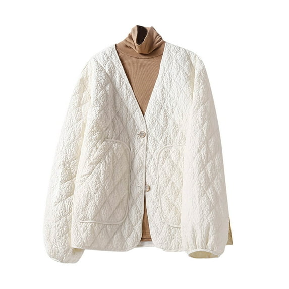 Dwaogom Womens Winter Long Sleeve Solid Color Button Pockets Retro Loose Thicken Coat Top Summer Coat For Women Button Down Long Sleeve Shirt Jacket