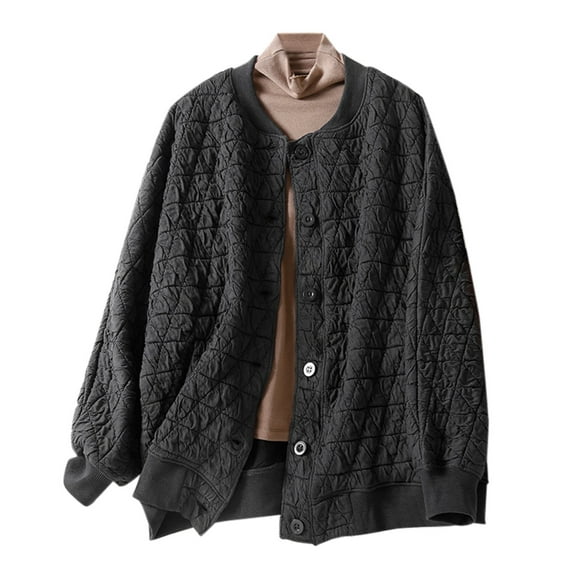 Dwaogom Womens Winter Long Sleeve Solid Color Retro Loose Thicken Coat Top Summer Coat For Ladies Jean Jacket For Women