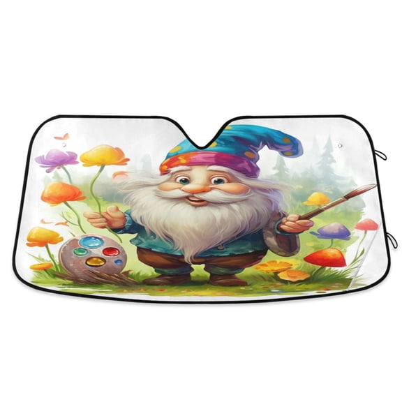 Dwarf Brush Flower Hat Car Windshield Sun Shade Foldable Car Front Window Visor Heat and UV Protection 53x23.5