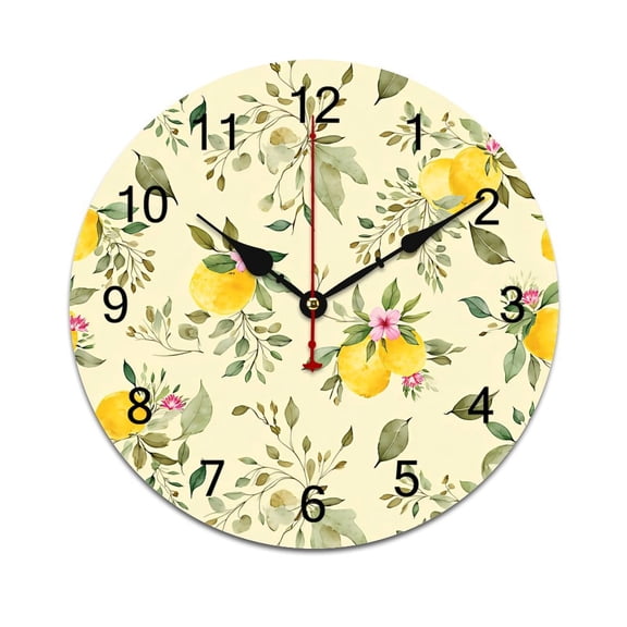 Dwarf Character Lemons with Leaves Word Saying Big Wall Clock Home Decor Art Watch Living Room Gift