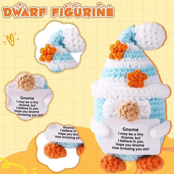 Dwarf Crochet Dolls with Positive Encouragement Card, Cute Emotional Handmade Craft, Home Decoration and Heartwarming Gift