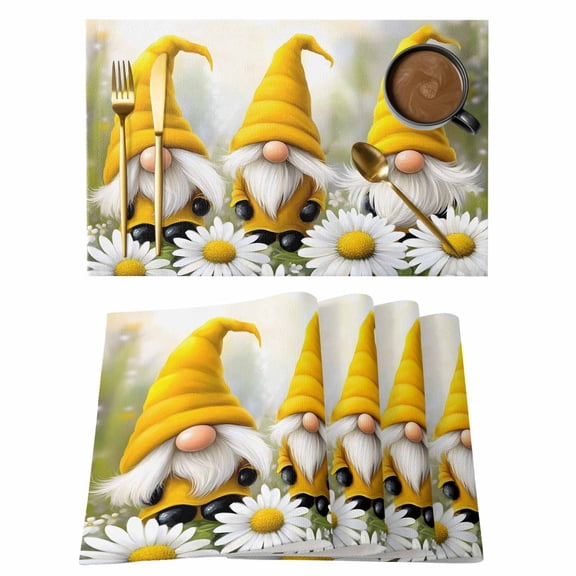 Dwarf Daisy Placemats Set of 2, Summer Flower Spring Non-Slip Place Mats Washable Table Mats for Kitchen Dining Table Decorations Indoor/Outdoor