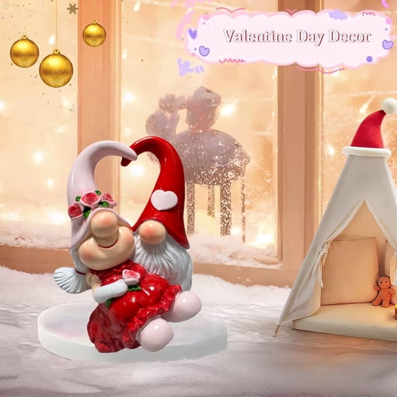 Dwarf Figurine Gnome Statue Home Desktop Decor Sweet Lover Gift Ornament for Living Room Shelf Office Desk Decoration