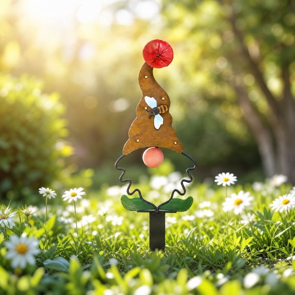 Dwarf Garden Stake, Add Colorful Whimsy to Yard, Sturdy Iron Figure with Secure Ground Insertion for Lawn Decoration Display, Pathway Border Accent, and Potted Plant Decoration.