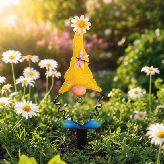 Dwarf Garden Stake, Add Colorful Whimsy to Yard, Sturdy Iron Figure with Secure Ground Insertion for Lawn Decoration Display, Pathway Border Accent, and Potted Plant Decoration.