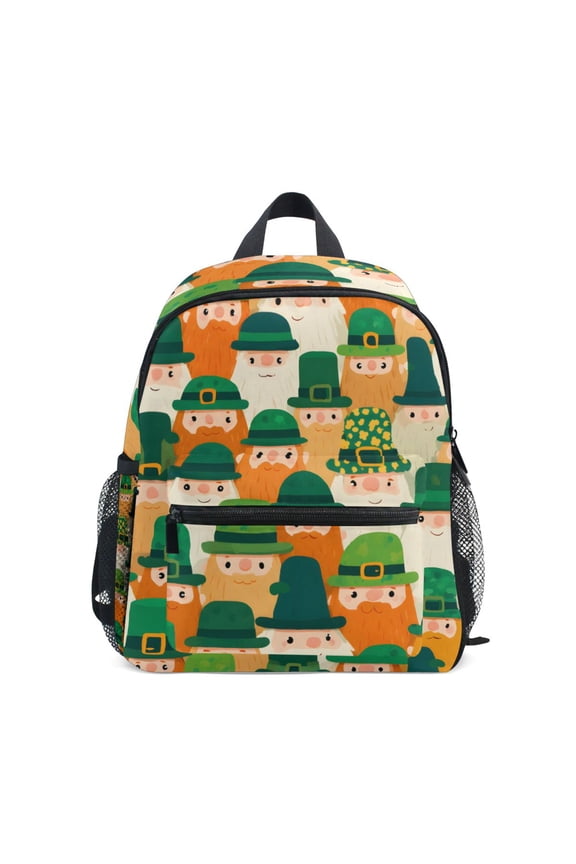 Dwarf Green Hat Pattern Mini Backpack Cute Small Backpack with Chest Strap and Whistle Ages 3-8