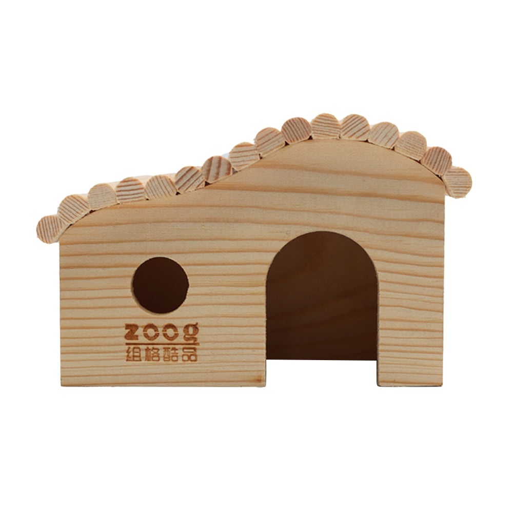 Dwarf Hamster House DIY Wood Hut Hideout Cage for Small Animals Pet Rat