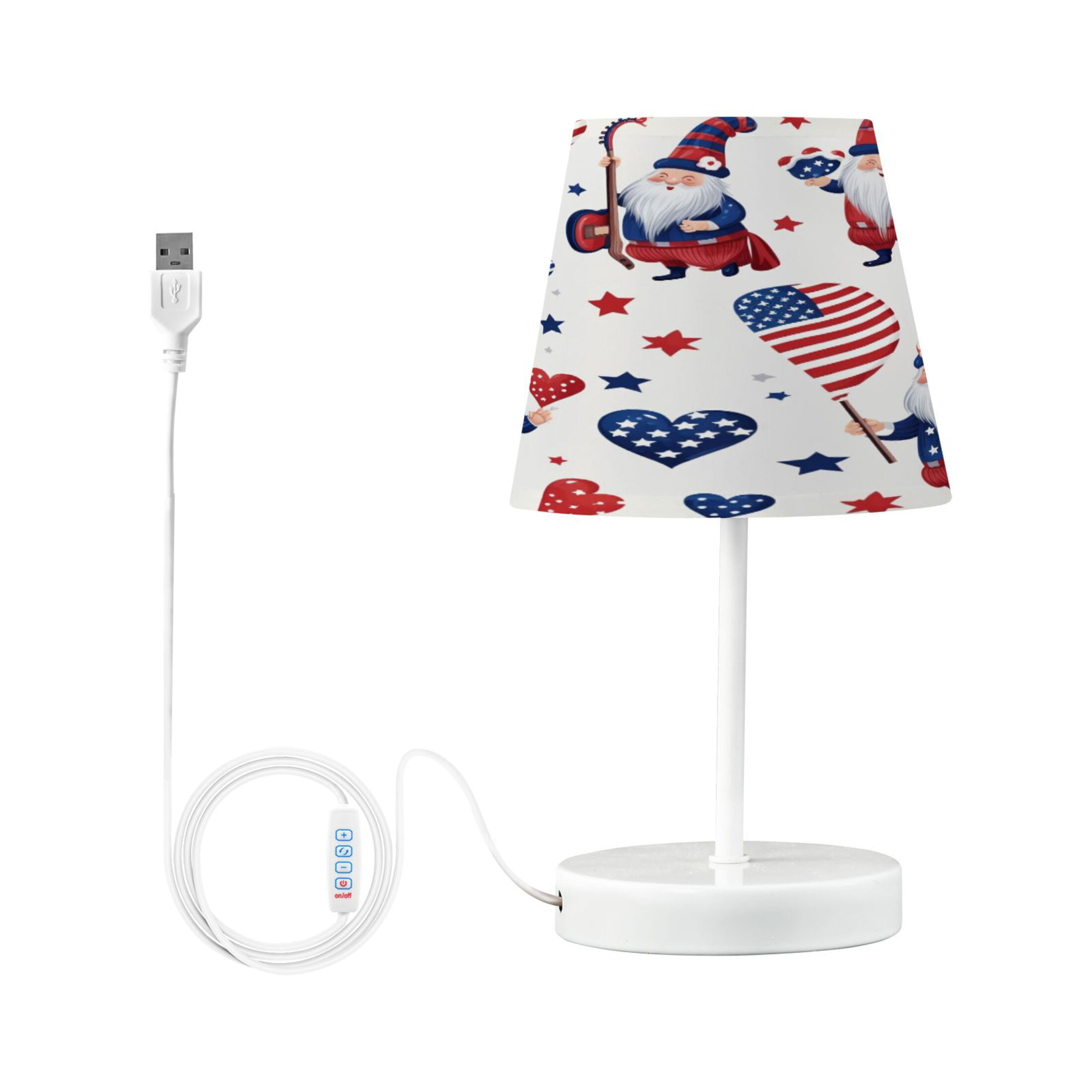 Dwarf Heart American Flag Desk Lamp LED Table Nightstand Lamps with 3