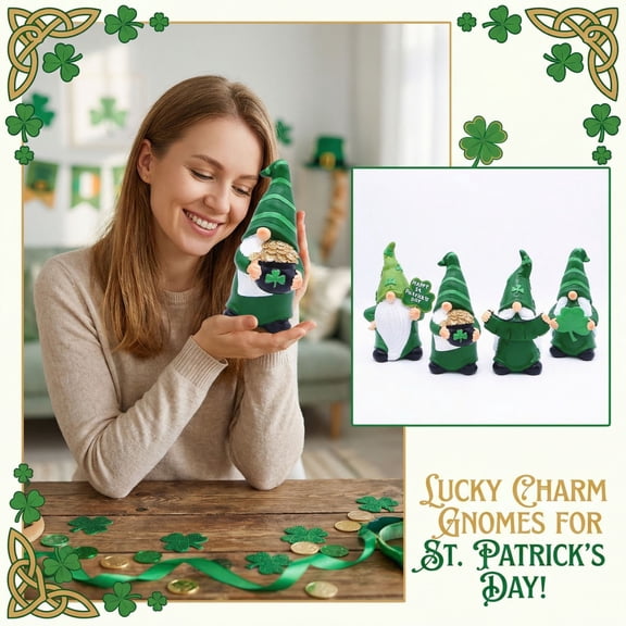 Dwarf Irish Resin Ornament, Garden Decorative Figurine, Handcrafted Miniature Gnome Statue, Outdoor Yard Art, 5.9 Inch Set of 4