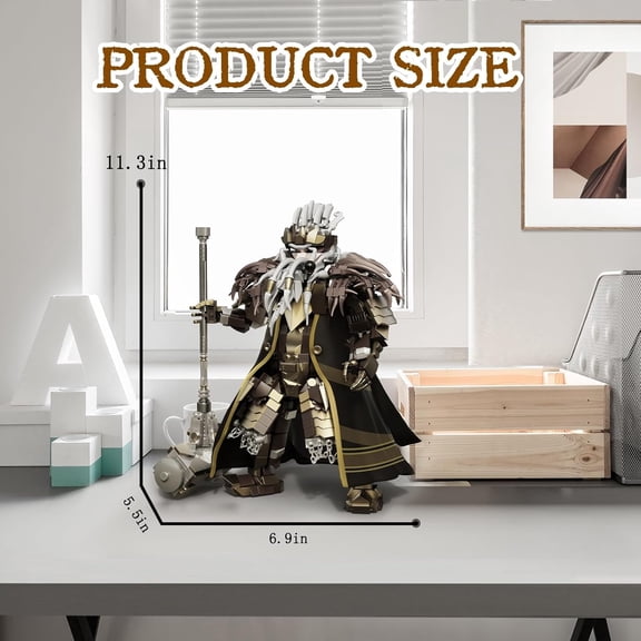 Dwarf King Mech Building Blocks Set for Adults, Robot Model Building Kit with Hammer Weapons, 1238 Pieces Creative Collectible
